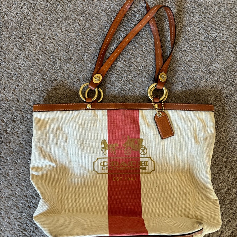 Coach Legacy Canvas Purse with Leather Trim